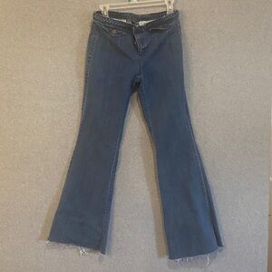 New York & Company High Waist Flare Jeans - Dark Blue
